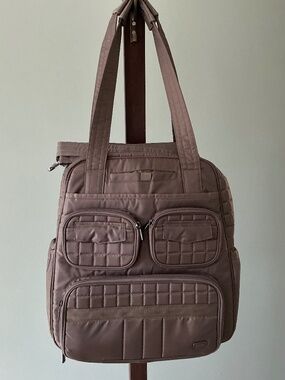 Lug Puddle Jumper Classic Overnight Travel Tote Bag w/Cosmetic Pouch Brown NWOT